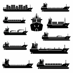 Ship silhouettes rendered in professional vector illustration style © Sketch