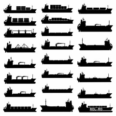Ship silhouettes vector pack featuring various vessel profiles © Sketch