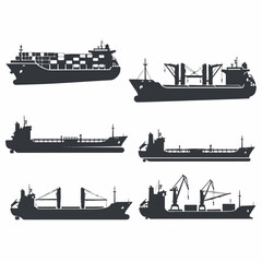 Ship vectors isolated as clean silhouette design elements © Sketch