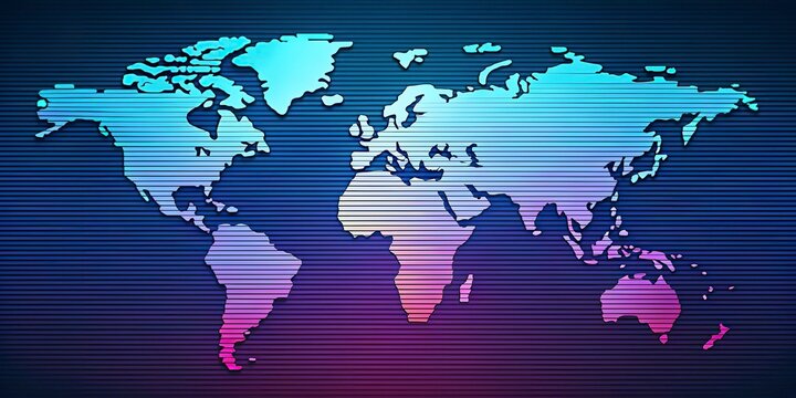 Abstract world map featuring smooth color gradient from warm orange to cool teal representing global connectivity and diversity.