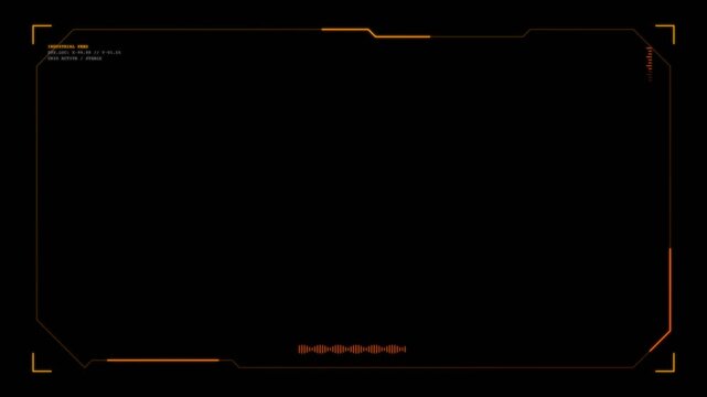 Futuristic HUD Interface Overlay with Glowing Orange Digital Frame Elements.