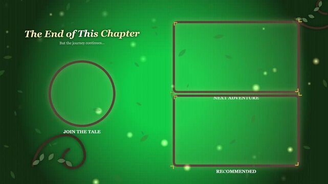 Green Ending Screen Template for Video Outro with Storytelling Theme