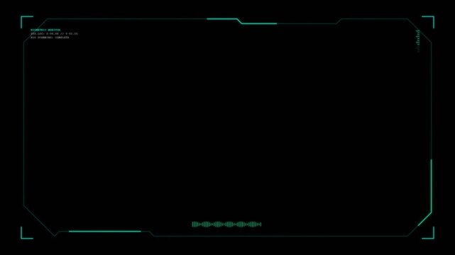 Futuristic HUD Interface Overlay with Digital Scanning Frame Elements.