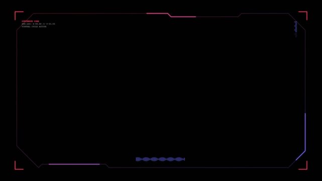 Futuristic Digital HUD Overlay with Pulsing Red and Blue Cyberpunk Frame Elements.