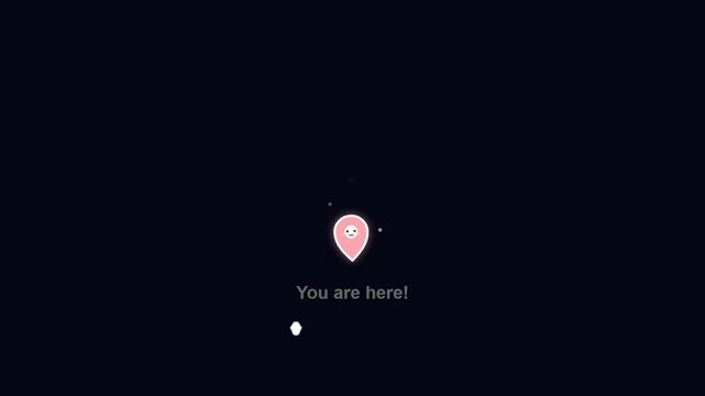 Animated Map Location Pin With You Are Here Text Icon Over Dark Background