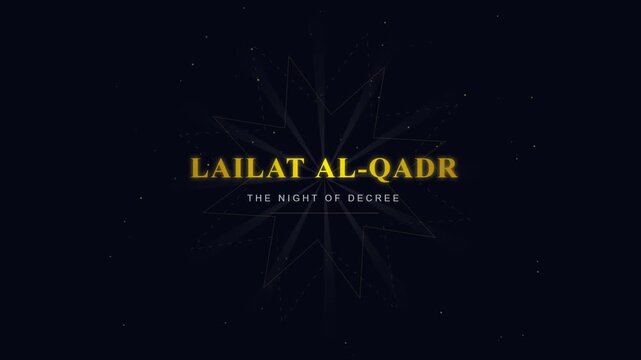 Lailat Al-Qadr Night of Decree Gold Text Motion Graphics on Dark Sky