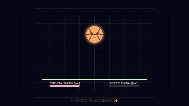 Educational Animation of a Bouncing Ball Demonstrating Physics Energy