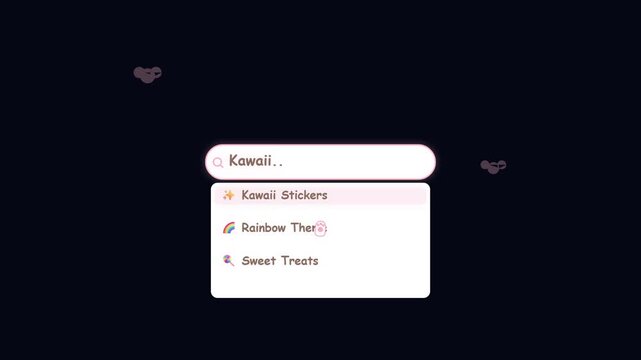 Kawaii Search Bar Interface Animation for Creative Graphic Design Projects