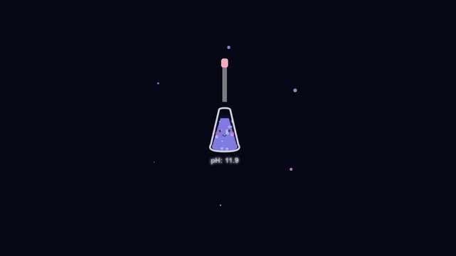 Animated Cartoon Chemistry Flask Changing PH Levels in Laboratory