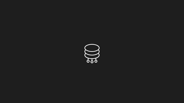 Minimalist Animated Database Server Icon Loop on Dark Background.