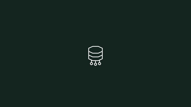 Minimalist Database Server Icon Animation on Dark Background.
