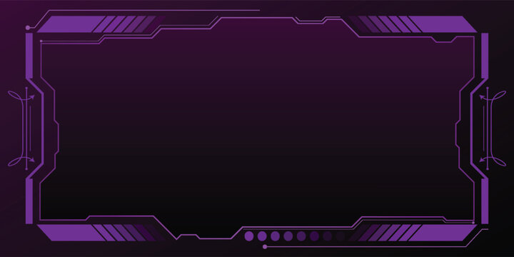 Purple futuristic sci-fi HUD frame vector background with premium cyber tech border and diagonal lines elements