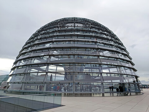 Berlin, Germany - September 22, 2025: Reichstag Dome, a glass dome constructed on the top of Reichstag (Bundestag) building, designed by architect Norman Foster. Popular travel attraction