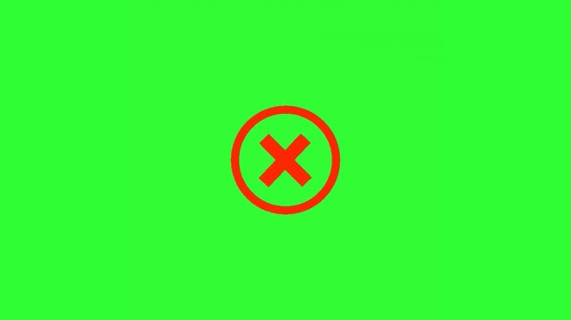 Animated red cross mark for incorrect answers, errors, cancellations, and rejection indicators.
