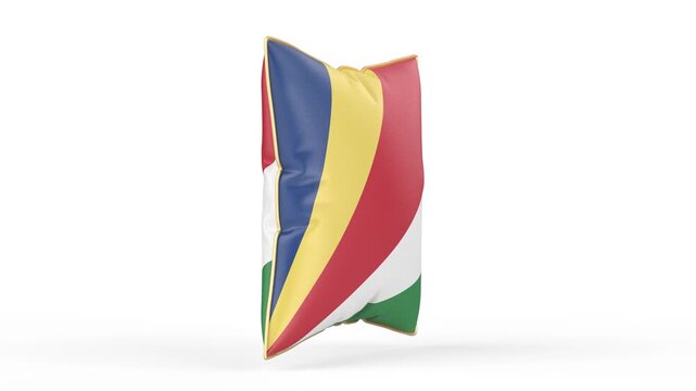 Pillow with the flag of Seychelles on white background