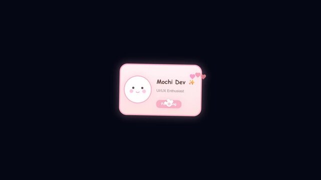 Minimalist pink social media follow profile card with animated cursor