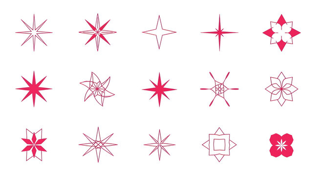 Collection of various starburst shapes icons.
