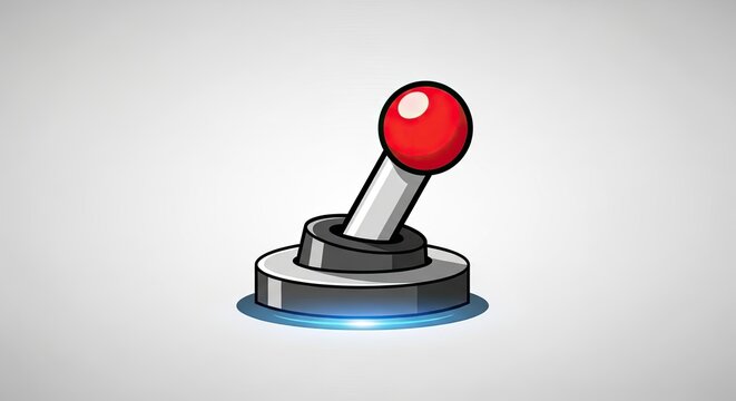 Classic arcade joystick with red ball top handle.