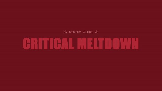 Critical meltdown system alert warning for emergency cybersecurity and industrial failure notifications animation 4k