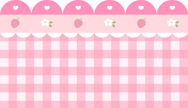 Cute Pastel Pink border with gingham pattern