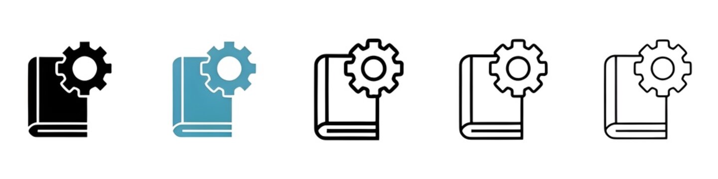 Guide vector icon set. Rules guideline book symbol. User manual sign. Handbook line icon. Catalogue symbol. Thin line customizable illustration. Symbol.Vector isolated outline drawing. Editable stroke
