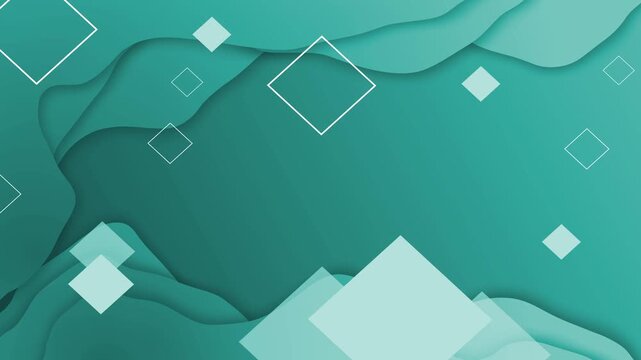 Abstract layered background with floating geometric diamond shapes and soft paper cut waves animation