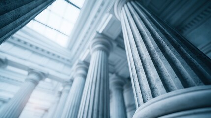 Obraz premium Grand Classical Architecture Interior with Ornate Columns and Natural Light