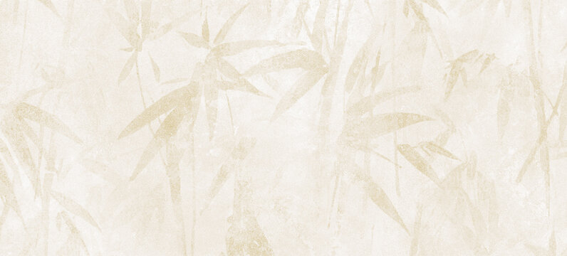 pale beige textured background featuring soft, faded silhouettes of bamboo leaves.