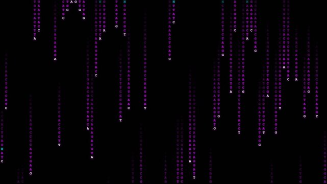 Abstract Digital Data Stream with Purple Glowing Particles and Vertical Lines.