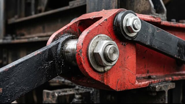 Heavy industrial machinery mechanical joint with bolts and metal levers