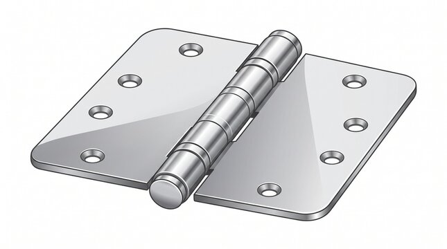 "STAINLESS STEEL BUTT HINGE". 
Clean product illustration of a standard 4-inch door hinge with 2 rectangular leaves and a 5-knuckle barrel. Polished chrome / stainless steel finish with rounded corner