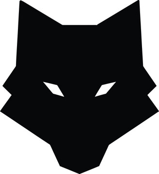 Minimalist wolf head vector, geometric animal logo, black wolf silhouette icon