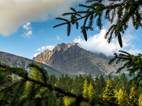 Gerlach Peak Highest Mountain in High Tatras Under Dramatic Clouds