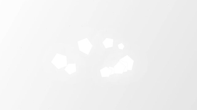 White pentagon shapes rotating in a minimal loop on bright background