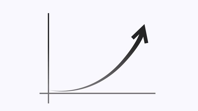 Upward arrow curve showing growth increase and positive business trend animation