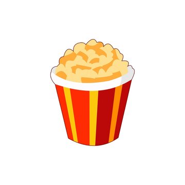 Fast-food popcorn for movie-watching&mdash;cartoon-style vector logo or similar graphic.