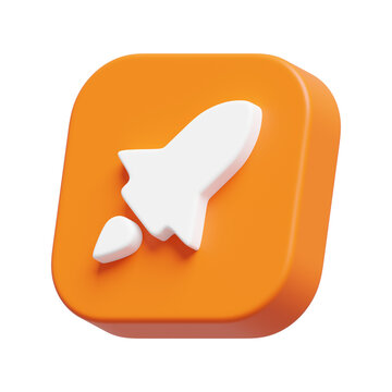 Rocket Launch Icon 3D