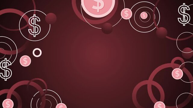 Abstract finance background with dollar symbols animation