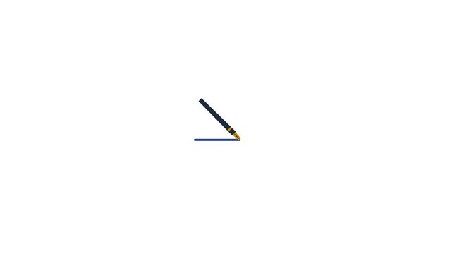 Animated Pencil Drawing a Horizontal Line on White and Green Background.