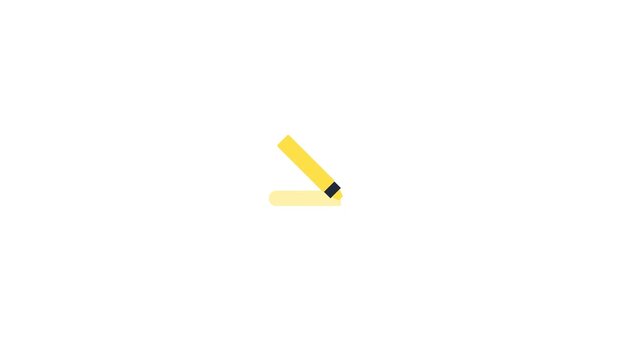 Animated Yellow Pencil Drawing Lines on Green Screen Background.