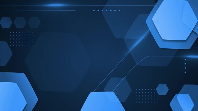 Abstract geometric background with hexagon shapes glowing lines and modern tech style animation