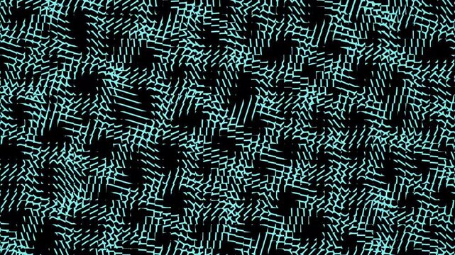 Illustrazione animata a tema geometrico astratto con elementi che si ripetono in una struttura caotica