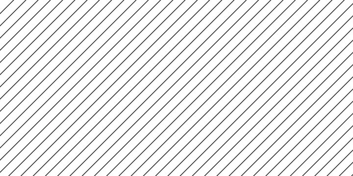 Thin slash line seamless pattern. Repeated fine diagonal lines background. Pinstripe wallpaper. Black and white tilted slanted strip backdrop. Repeating oblique linear texture overlay. Vector