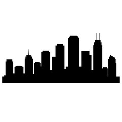 Obraz premium Modern City Skyline Silhouette Against Dark Night Sky