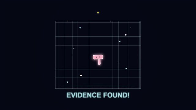 Animated Digital Interface Showing Evidence Found System Loading Screen