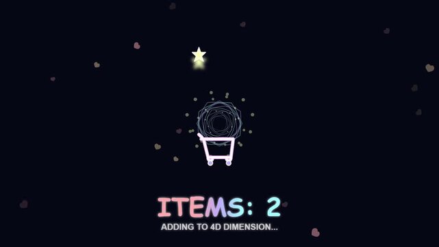Abstract Shopping Cart Animation Adding Items to 4D Dimension Digital Art
