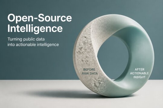 Open Source Intelligence 3D concept for data analysis