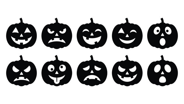 Halloween carved pumpkins with expressive faces set for spooky celebrations.