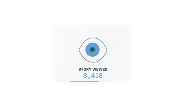 Animated user interface showing increasing social media story view count