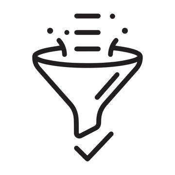 Funnel icon for data filtering and information processing with processing business selection analysis marketing